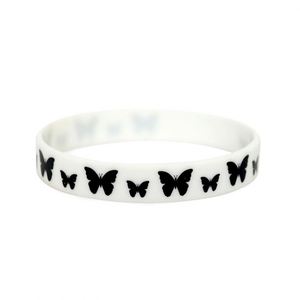 Bracelet en silicone à motif papillon, bracelet en caoutchouc imprimé avec logo et informations, étanche, promotionnel - Product Image 6