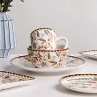 Service de vaisselle en porcelaine de style campagnard français, assiettes vintage à motifs floraux, compatibles micro-ondes, pour hôtels, restaurants et mariages