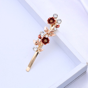 Barrettes à cheveux vintage personnalisables <span class=keywords><strong>pour</strong></span> femmes, épingles à cheveux décoratives en métal doré, pinces à cheveux à motif floral - Product Image 6