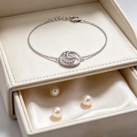 Bracelet pour femme en argent 925 plaqué platine de luxe personnalisé avec zircon pour les couples - Cadeau de mariage