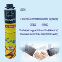Adhésif mousse polyuréthane monocomposant Sanshan A51 750ml à faible odeur, mastic expansif pour la construction de murs en blocs cellulaires