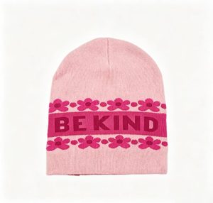 BE KIND Floral Knit Beanie Cozy Soft Embroidered Ski Hat Cute Flower Pattern Winter Beanie <b>Cap</b> for <b>Men</b> Women - Product Image 2