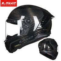 Casque de moto intégral unisexe LS2 FF805 en fibre de carbone, certification 3C, airbag d'urgence, toutes saisons, résistant à la chaleur