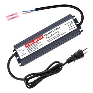 Alimentation <span class=keywords><strong>LED</strong></span> <span class=keywords><strong>12V</strong></span> 5A 60W, <span class=keywords><strong>transformateur</strong></span> <span class=keywords><strong>LED</strong></span> étanche IP67 (AC 110-220V vers <span class=keywords><strong>12V</strong></span>/24V) <span class=keywords><strong>avec</strong></span> prise 3 broches - Product Image 1
