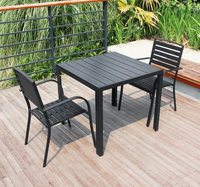 Ensemble de table et de chaises de jardin en plastique, bois et aluminium, carrées et rondes, meubles de jardin, tables de restaurant en plein air