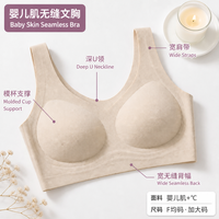 Soutien-gorge en dentelle sans couture, sans armatures, respirant, en tissu doux pour peau de bébé, avec léger effet push-up, bonnets 3/4, décolleté en V profond, maintien naturel, taille 5