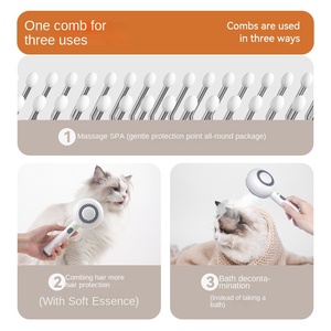 Peine de depilación autolimpiante 3 en 1 de lujo, cepillo de baño, cepillo de vapor para mascotas para gatos y perros - Product Image 3