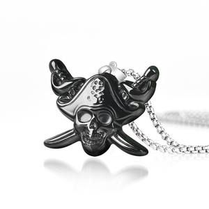 Pendentif en jade noir naturel, crâne de pirate, design original UNISEXE, cadeau avec certificat d'évaluation D655 - Product Image 2