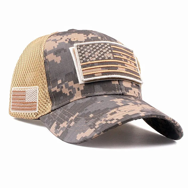 Camouflage Geconstrueerde Trucker Speciale Tactische Operator Dwingt Usa Vlag Patch Baseballpet