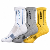 Chaussettes de sport pour hommes, idéales pour la course et le basketball, absorbant la transpiration et respirantes, avec semelle en coton éponge, pour l'entraînement sportif.