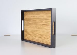 Plateau ottoman en bois massif personnalisé avec poignées, plateau de service rectangulaire moderne pour café et thé, organisateur de table pour la maison - Product Image 2