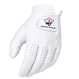 Gant de golf en cuir véritable blanc Warpro Industry, main droite, respirant, fermeture auto-agrippante, poignet réglable, unisexe, personnalisable - Product Image 2