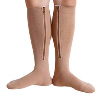 Chaussettes de compression médicales en nylon tricoté pour femmes, avec fermeture éclair, pour varices, hauteur genou, production allemande, vente en gros