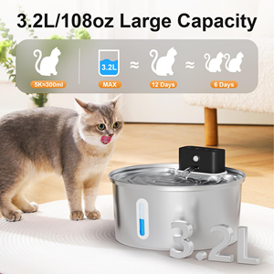 3.2L Stainless Steel Pet Water Dispenser Window Lithium Battery Wireless <b>Cat</b> Water <b>Feeder</b> Cross-Border Use Food - Product Image 6