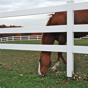Cerca de caballo de PVC de vinilo de plástico de 3 rieles resistente a los rayos UV de fácil montaje, cerca de caballo de rancho con revestimiento de vinilo de plástico de PVC barato - Product Image 3