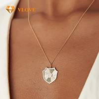 VLOVE Vente à chaud de nouveaux bijoux colliers de diamants bijoux 14k diamant bouclier médaillon pendentif