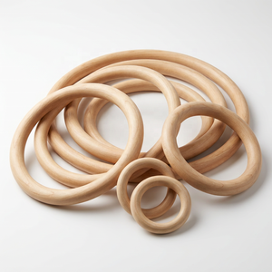 Anneau de serviette en bois de <span class=keywords><strong>hêtre</strong></span> peint, cercles en bois <span class=keywords><strong>massif</strong></span>, connecteurs de suspension, support pour plantes, artisanat moderne et durable - Product Image 1