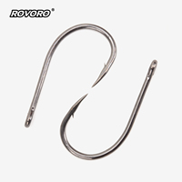 Hameçon de pêche en haute mer ROVORO Tackle 5X-Strong pour gros gibier, thon, pêche à la traîne, en acier inoxydable à haute teneur en carbone, revêtement nickel noir