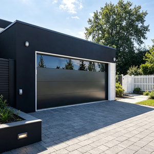 <span class=keywords><strong>Porte</strong></span> de <span class=keywords><strong>garage</strong></span> <span class=keywords><strong>sectionnelle</strong></span> moderne en aluminium anodisé noir avec verre dépoli pour maison, prix abordable - Product Image 5