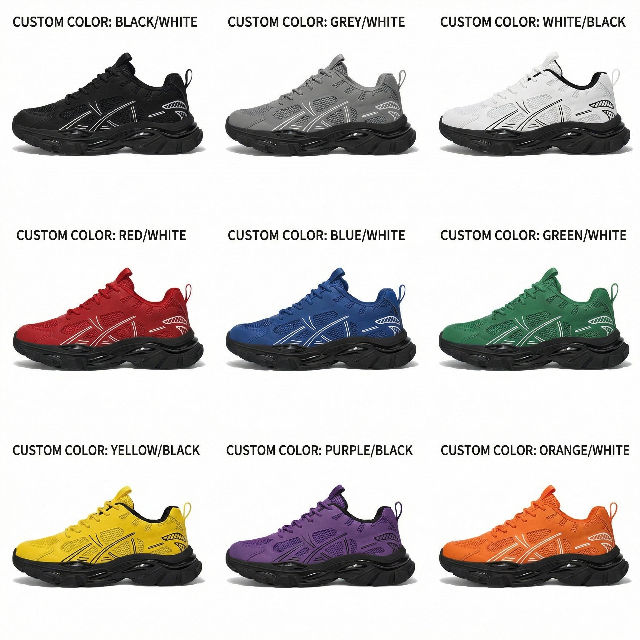 Custom Outdoor Cushioning Sneakers Without Label Lightweight Breathable Walking Running Shoes For Men