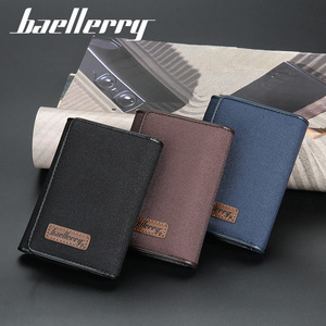 Baellerry <b>Men's</b> Canvas <b>Wallet</b> Vertical Multi Card Slots Snap Clasp Everyday Use - Product Image 4