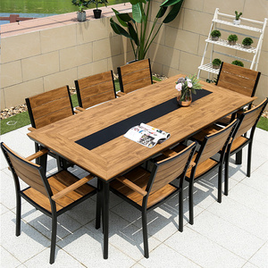 Metal <span class=keywords><strong>barato</strong></span> <span class=keywords><strong>4</strong></span>/6 ventas Base almacén Asiento Moderno fábrica Restaurante al aire libre Juego de <span class=keywords><strong>comedor</strong></span> de madera - Product Image 6