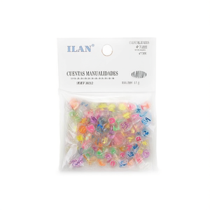 Perles de lettres ILAN 4x7mm transparentes avec lettres colorées pour travaux manuels 17g - Product Image 1