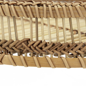Set di 3 vassoi rotondi in bambù intrecciato marrone con manici per conservare e servire alimenti - Product Image 6