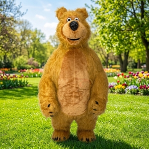 Costume de mascotte gonflable d'usine Ours <span class=keywords><strong>Masha</strong></span> pour adulte, tenue de poupée en fourrure de dessin animé pour carnaval, publicité et spectacle - Product Image 1