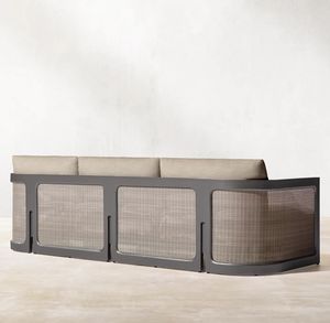 Meubles d'extérieur sur mesure, panneaux en rotin résistant aux intempéries, aluminium, métal, long canapé - Product Image 4