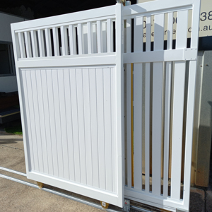 Clôture de confidentialité en <span class=keywords><strong>PVC</strong></span> blanc de 6 pieds de haut, personnalisable, écologique, pour l'extérieur, jardin, sécurité, portails en vinyle, faciles à glisser, chauds - Product Image 3