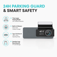 Kamera Mobil Black Box 4K HD Perekam Video AI dengan Rekaman Loop Depan/Belakang, Monitor Parkir, dan DVR