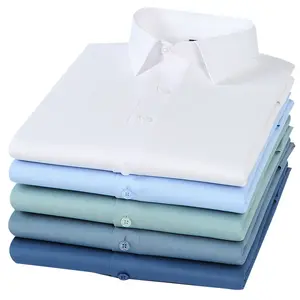 Nouveautés Chemise décontractée formelle à manches longues blanche pour hommes chemises habillées d'affaires boutonnées pour hommes