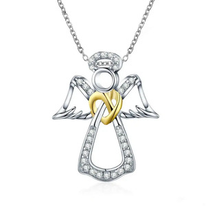 Collana con Ciondolo a Forma di Cuore e Angelo per Donne - Product Image 5
