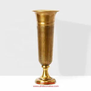 Latest Design Floor Decorative Aluminium Flower Vase Gold Antique Polished Metal Urn Vase Manufacturer