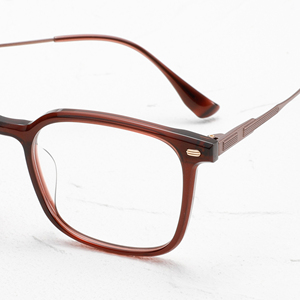 Gafas de titanio con montura completa rectangulares, color marrón sólido, anti-UV, ligeras, unisex, para adultos, monturas para corrección de la visión MM92KA - Product Image 3