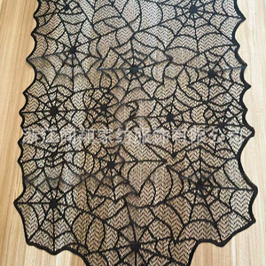 Halloween Spider Web <b>Table</b> <b>Runner</b> <b>Black</b> Lace Rectangular Polyester Indoor Party Decoration Wholesale - Product Image 1