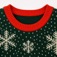 Pull de Noël Homme en Tricot Jacquard Acrylique à Col Rond, Motifs Renne Flocon de Neige Arbre, Idéal Fêtes de Fin d'Année, Vente en Gros
