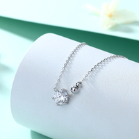 Collier en argent 925 éblouissant avec zircone ronde pour femmes, pendentif CZ brillant plaqué rhodium