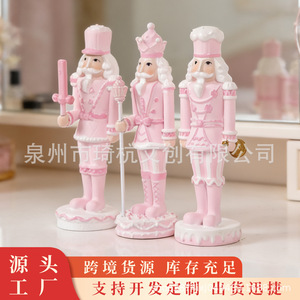 Figuras de Cascanueces de Resina Rosa de 6-6.9 Pulgadas, Decoración Navideña de Estilo Europeo para Sala de Estar, Decoración de Interiores, Regalo - Product Image 3