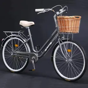 Cheap Wholesale Price Single Speed 24 26 28 Inch Lady Bicycle Hand Brake Steel Frame City Bike for Women