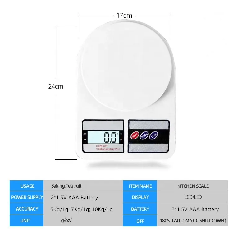 رخيصة الرقمية مقياس SF-400 10 كجم الغذاء الوزن مقياس المنزلية وزنها مطبخ مقياس