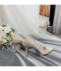 Escarpins de luxe pour femmes, élégants, à talons hauts, en maille ornée de strass, chaussures de mariage - Product Image 3