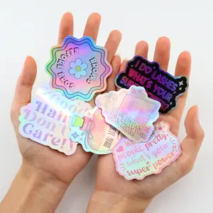 Custom Die Cut Stickers Individual Logo Holographic Stickers Print Vinyl Cartoon Waterproof Glitter Stickers