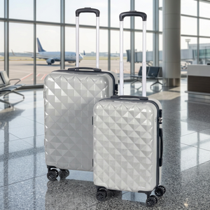 Set of 2 Silver Diamond Luggage <b>Lightweight</b> 4-Wheel <b>Suitcases</b> with 360 Rotating Load-Bearing Wheels and Lock - Product Image 3