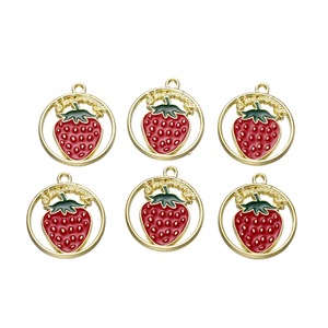 Breloques en alliage de style coréen, forme cœur, motif fruit mignon de dessin animé, pour bijoux DIY, cadeau unisexe, pendentifs en alliage de zinc - Product Image 2