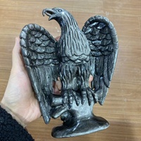 Águila de Obsidiana Plateada Tallada a Mano de Alta Calidad, Gran Brillo Plateado para Exhibición de Colección de Lujo, Decoración del Hogar Fengshui
