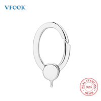 VFOOK Fermoir Mousqueton Ovale en Argent Sterling 925 à Finition Lisse pour la Fabrication de Bijoux Minimalistes et Colliers Décontractés, Idéal pour le Quotidien