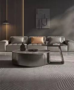 Italian Luxury Modern Rock Plate Round Coffee <strong>Table</strong> Minimalist Stainless Steel Titanium <strong>Grey</strong> Tempered Glass <strong>Coffe</strong> Side <strong>Tables</strong> - Product Image 4