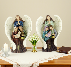 Venta al por mayor de resina personalizada Sagrada Familia Jesús resina Ángel escultura poliresina Navidad católica religiosa estatuilla - Product Image 1